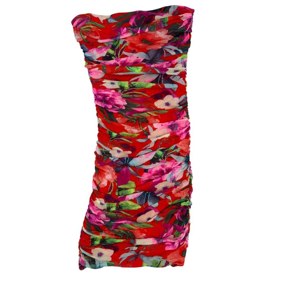Express Strapless Ruched Mesh Mini Dress Stretchy Size 6 - Picture 2 of 6